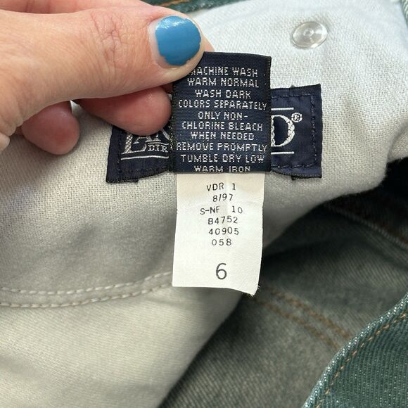 Vtg 90s Lands End Ankle Jeans Womens 6 Tall Green Denim Taper Leg Mom Grunge - Picture 13 of 13